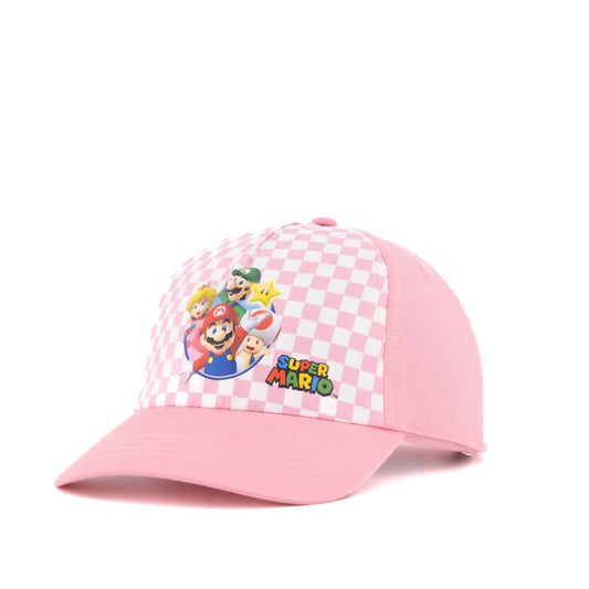 Bioworld Gorra Trucker Super Mario - Ajustable Clásico con Mario, Luigi, Peach, Yoshi, Rosa y Blanca, Unisex Adulto