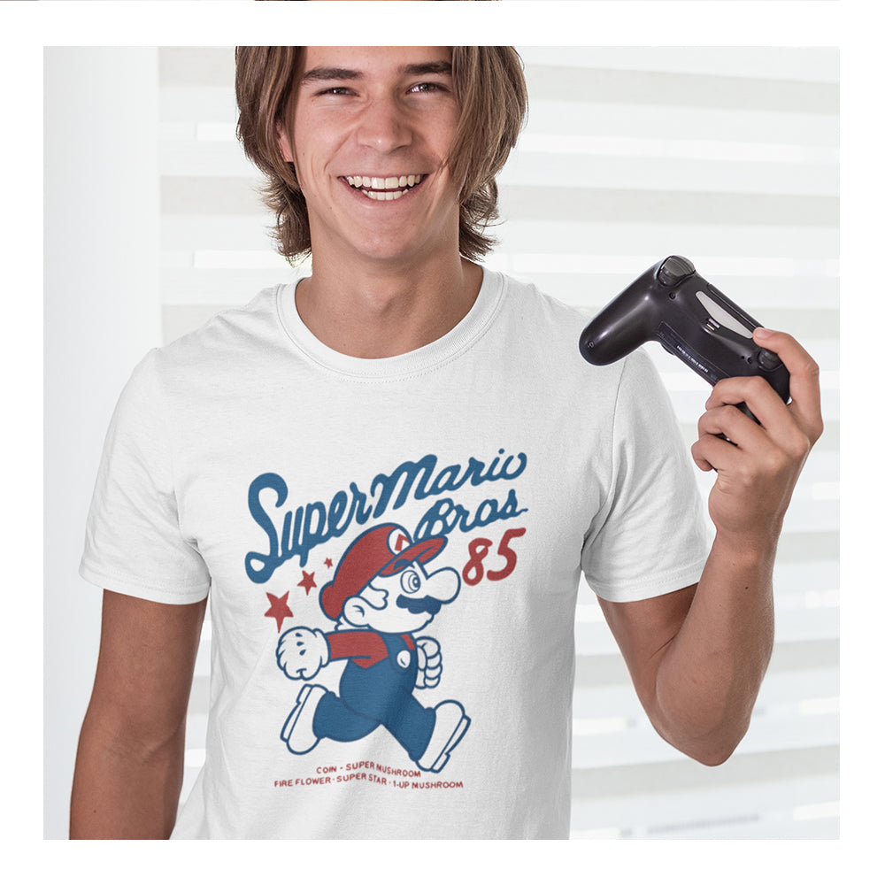 Playera Mario Bros Hombre - Smb 85 Retro