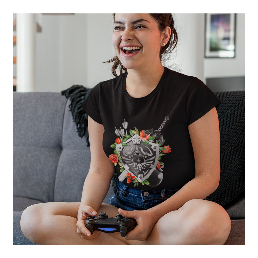 Playeras Nintendo Mujer - Flower Shield