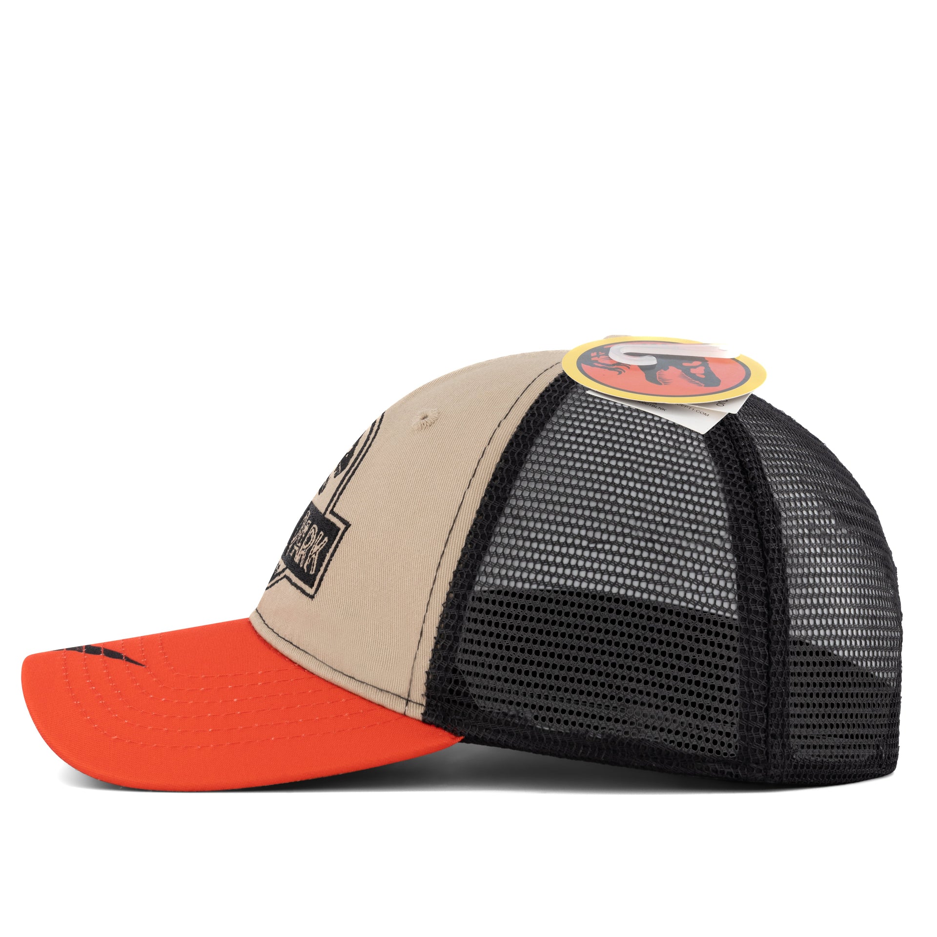 Jurassic-Park-Gorra-Trucker-Logo-Rex-Visera-naranja-Ajustable