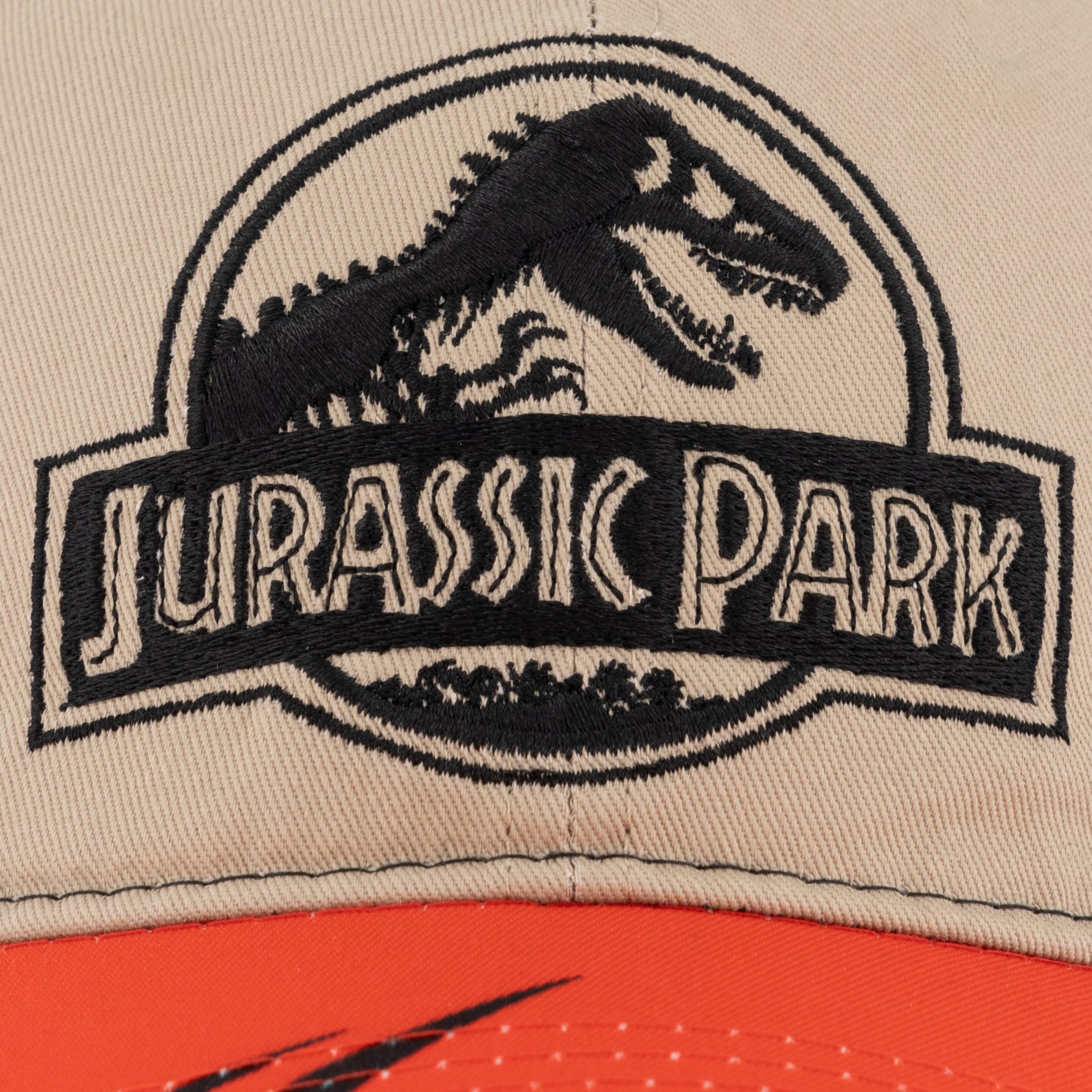 Jurassic-Park-Gorra-Trucker-Logo-Rex-Visera-naranja-Ajustable