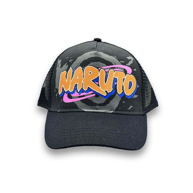 Bioworld Gorra Naruto Shippuden - Logo Visera Curva, Negro y Naranja, Original Naruto y de Alta Calidad