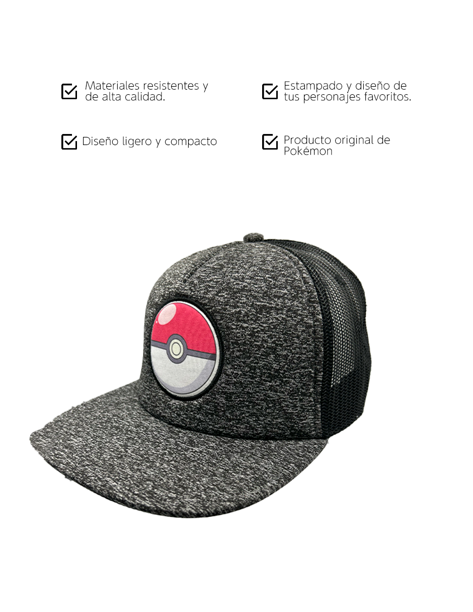 Gorra Pokemon Trucker Plana Bioworld Pokebola Logo Original