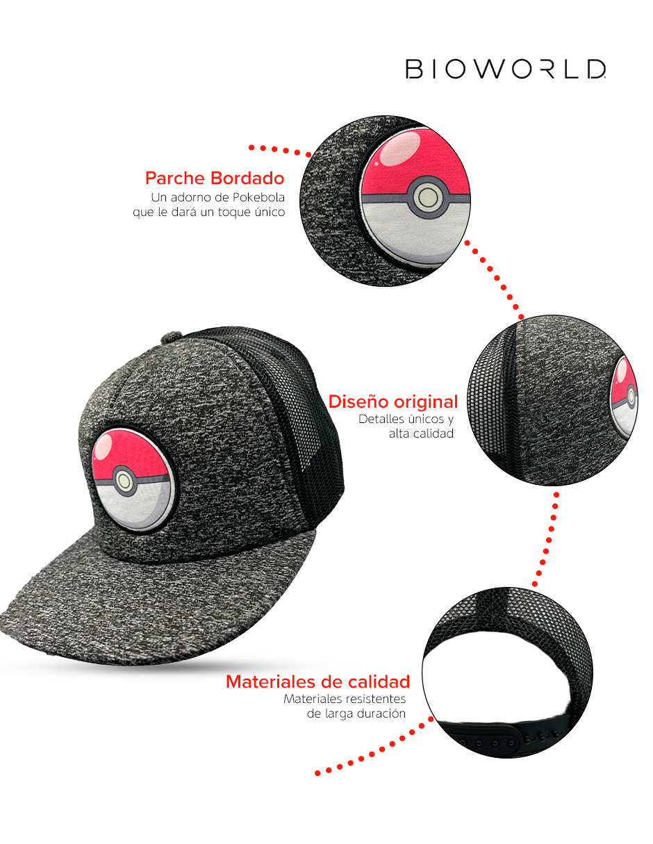 Gorra Pokemon Trucker Plana Bioworld Pokebola Logo Original