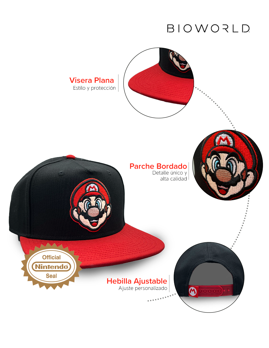 Gorra Mario Bros Nintendo Visera Plana de Super Mario para hombre y mujer