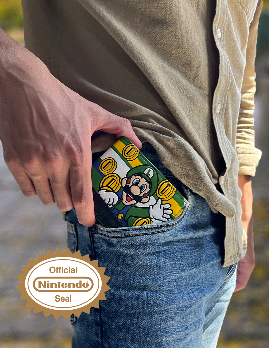 Cartera para hombre Super Mario Bros Luigi Monedas