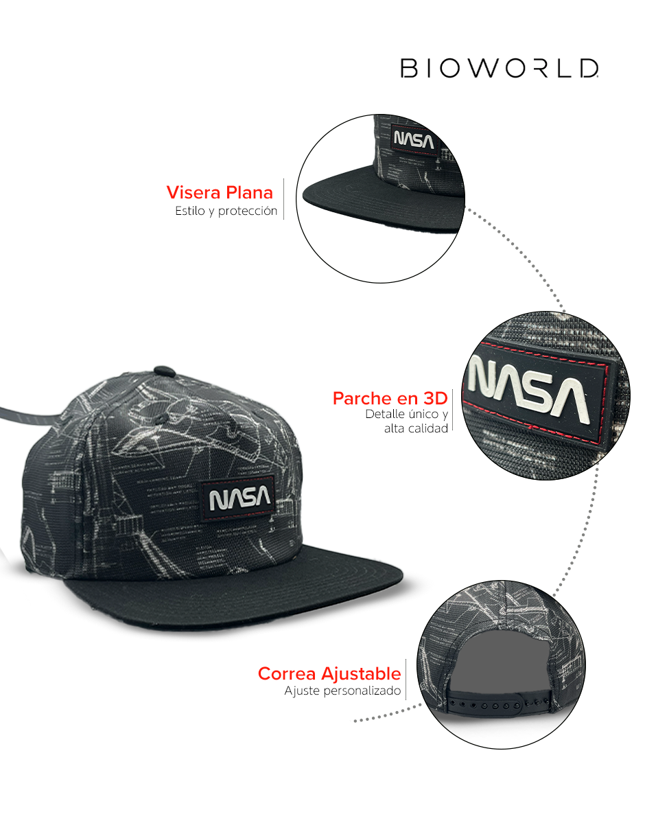 Gorra Plana NASA Naves espaciales para adultos