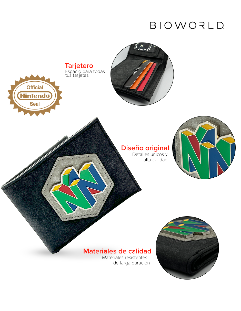 Cartera para hombre Nintendo 64 Logo Retro efecto piel