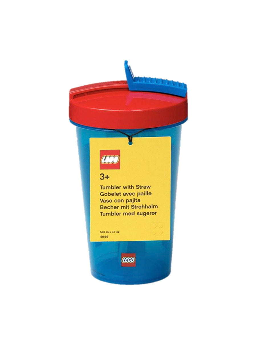 LEGO Vaso de Agua Icónico con Popote para Niños y Niñas Botella Portátil Para Llevar