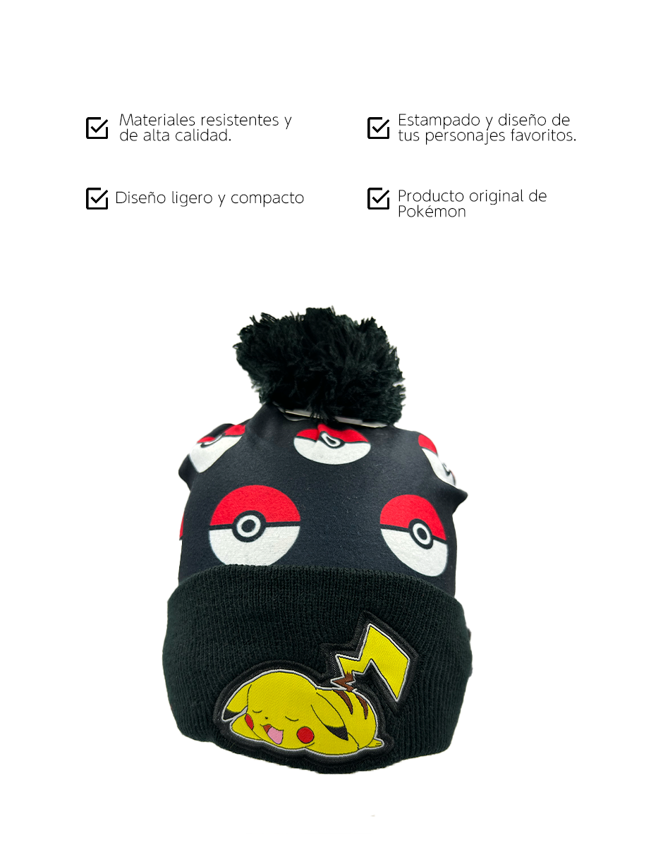 Gorro para el frio Pokemon Pokebolas Pikachu