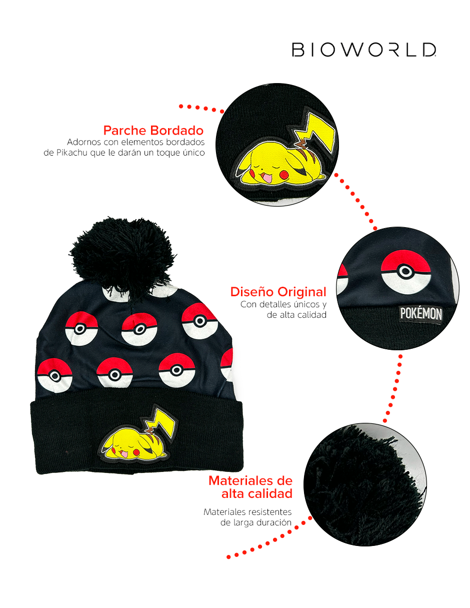 Gorro para el frio Pokemon Pokebolas Pikachu