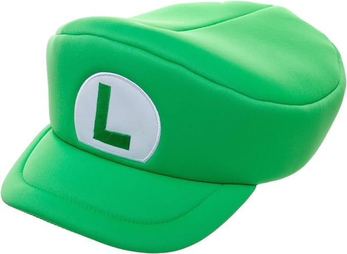 Gorro Super Mario | Cosplay Luigi "L" Disfraz Verde, Producto Oficial de Nintendo - Bioworld