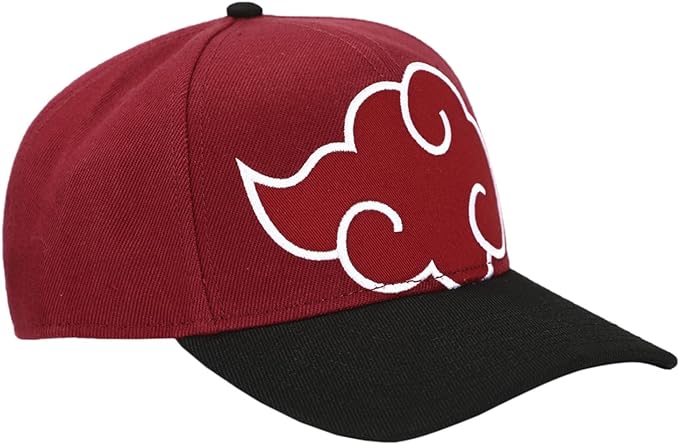 Bioworld Gorra Snapback Naruto Shippuden Akatsuki Cloud - Mezcla de Algodón y Poliéster, Ajustable, Unisex, Producto Oficial