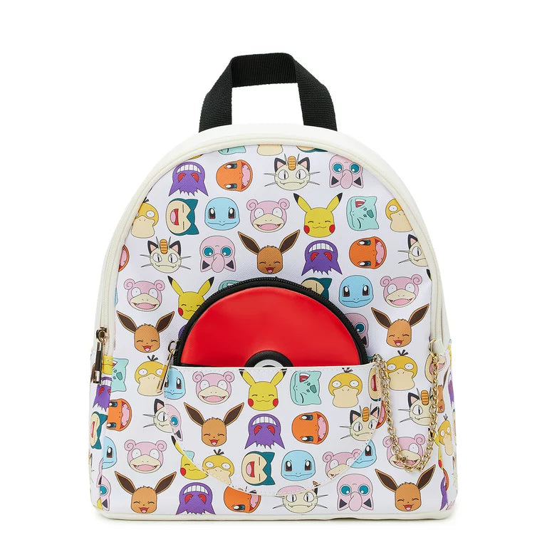 Bioworld Mochila Mini Estampado Pokébola para Mujeres y Niñas - Incluye Accesorio de Bolsa Desmontable, Producto Oficial Pokémon