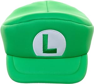 Gorro Super Mario | Cosplay Luigi "L" Disfraz Verde, Producto Oficial de Nintendo - Bioworld