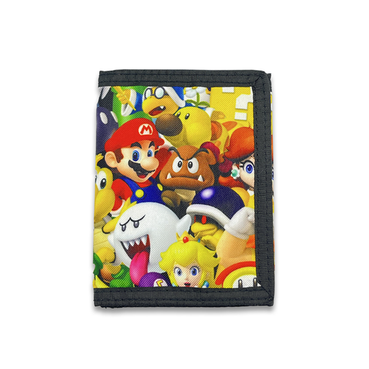 Bioworld - Cartera Bifold Super Mario Bros con Personajes Sublimados, PU, para Adulto - Producto Oficial Nintendo