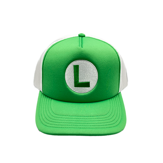 Super Mario | Gorra Luigi "L" Ajustable con Visera Curva, Verde y Gris, Producto Oficial de Nintendo - Bioworld