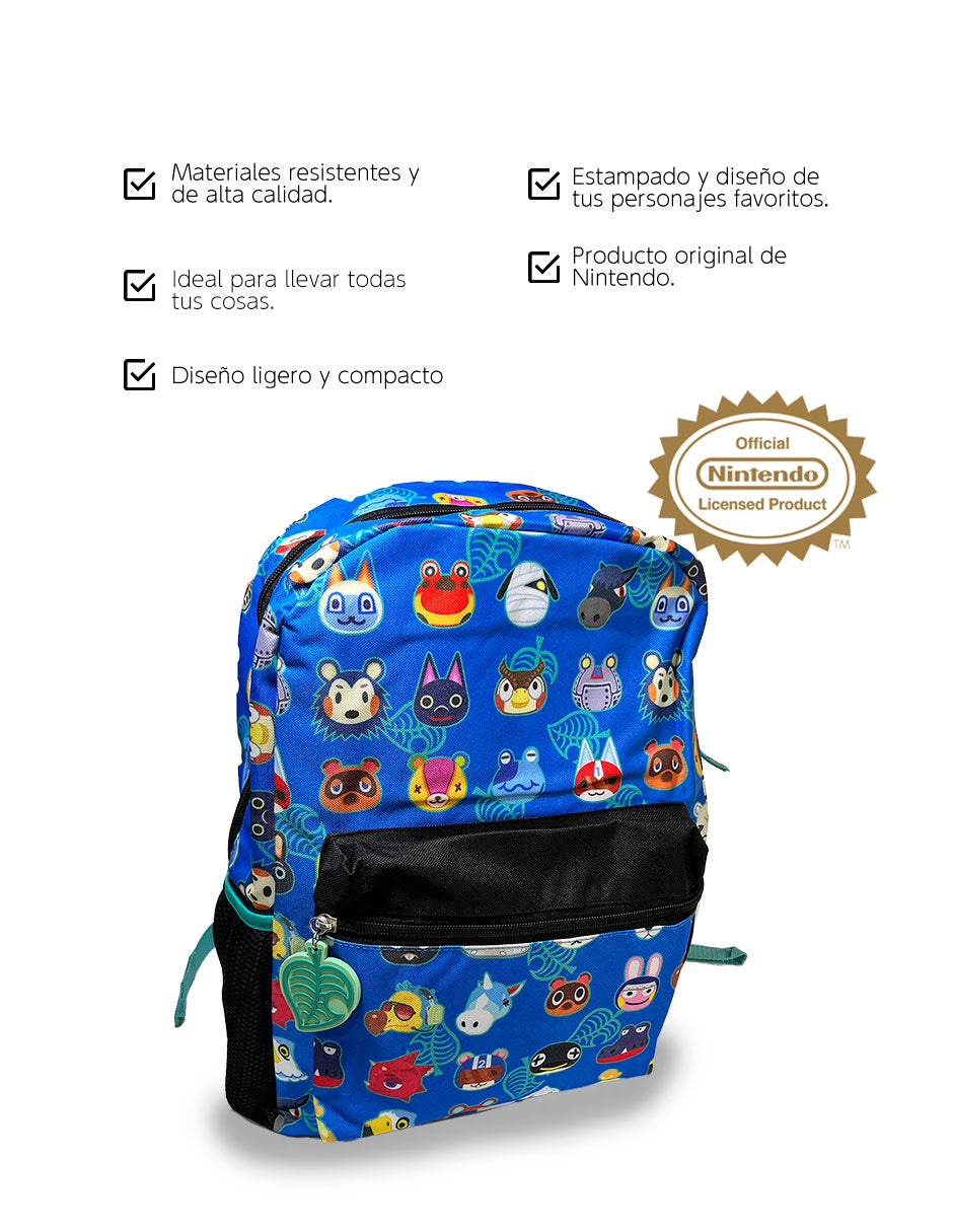 Mochila Escolar Animal Crossing Personajes - Diseño Colorido y Espacioso