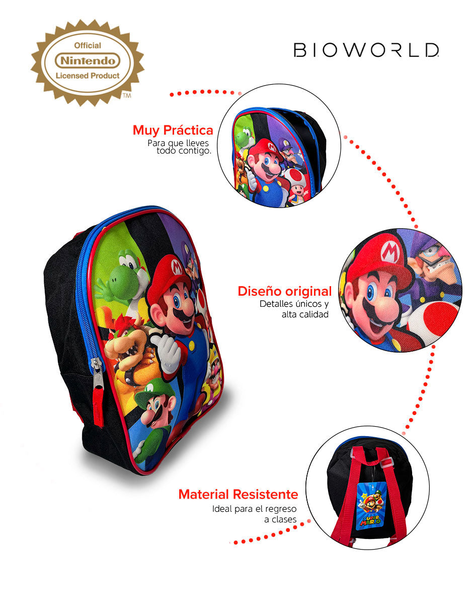 Mochila Pequeña Super Mario Bros Personajes - Colores Vibrantes para Fans de Nintendo