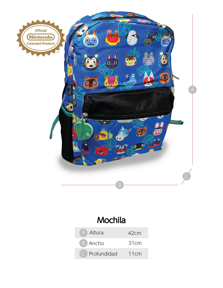 Mochila Escolar Animal Crossing Personajes - Diseño Colorido y Espacioso