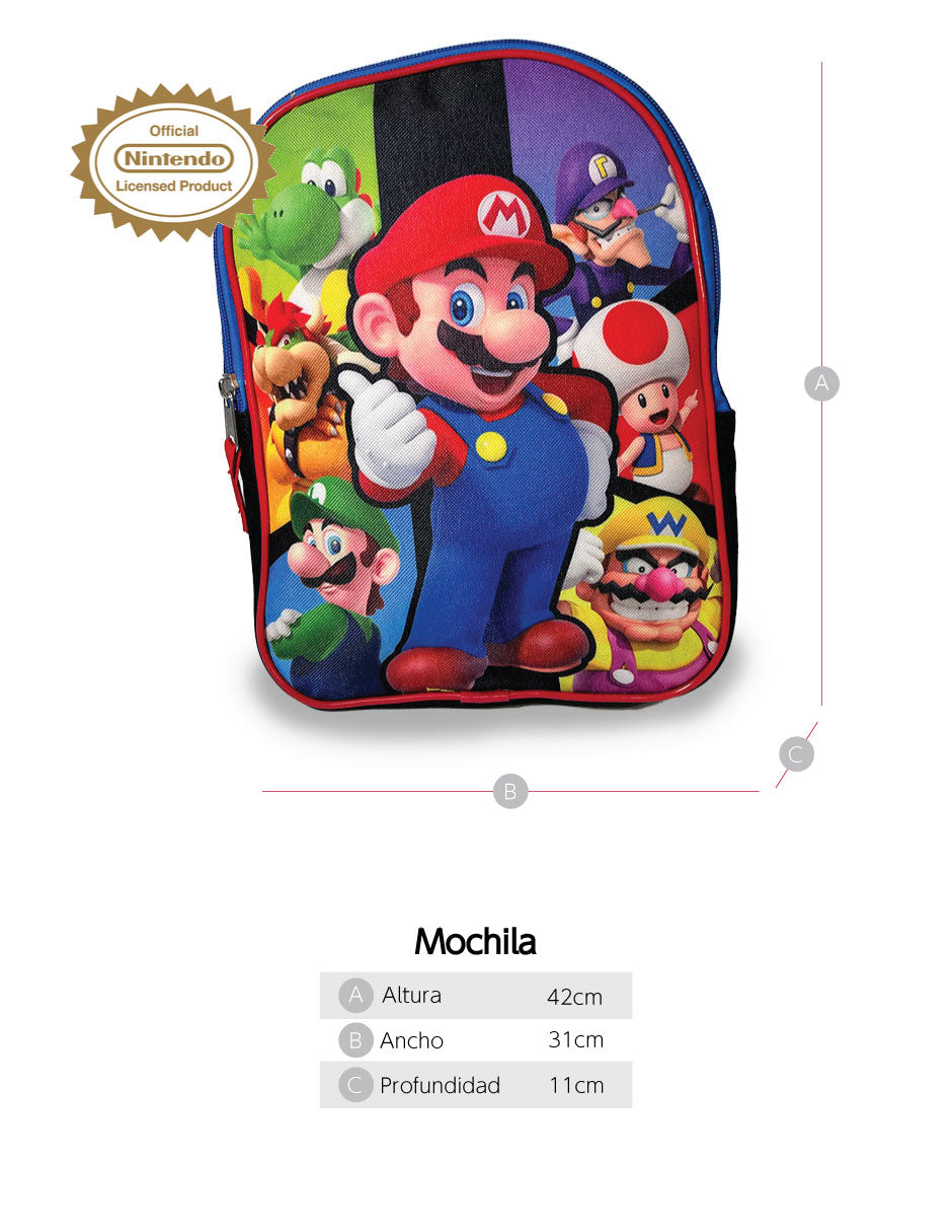 Mochila Pequeña Super Mario Bros Personajes - Colores Vibrantes para Fans de Nintendo