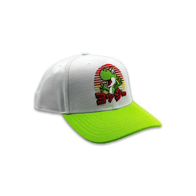 Bioworld Gorra Super Mario - Yoshi Japonés, Ajustable, Blanco y Verde, Oficial Nintendo Edición Limitada