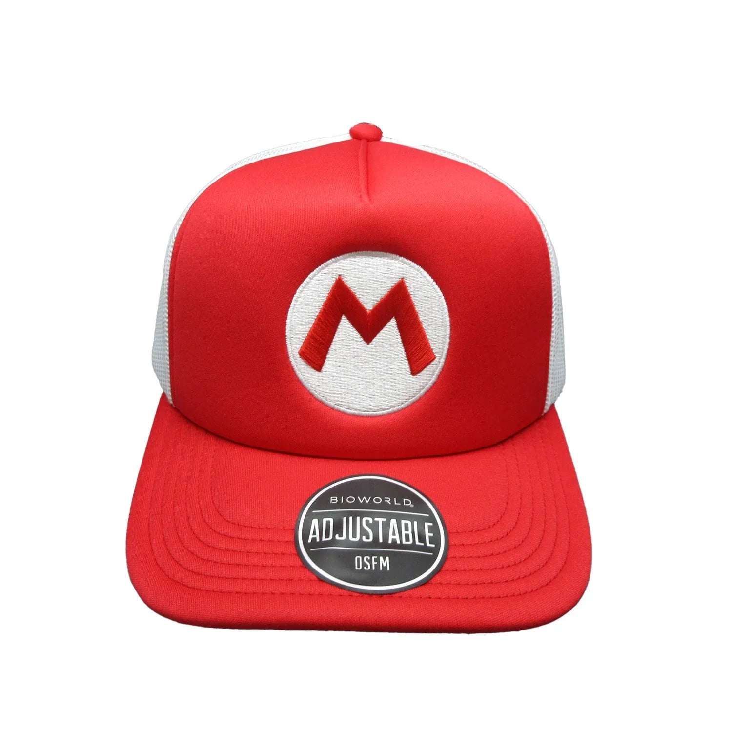 Super Mario | Gorra Mario "M" Ajustable con Visera Curva, Roja y Gris, Producto Oficial de Nintendo - Bioworld