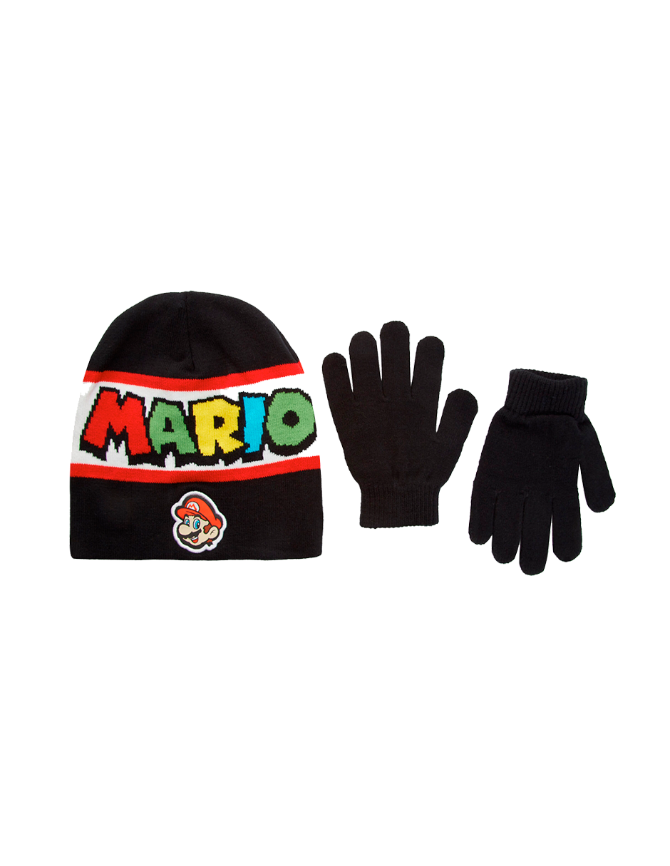 Gorro y Guantes Para Niño Super Mario Bros