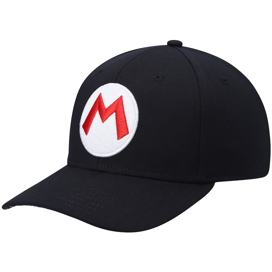 Bioworld Gorra Snapback Negra Super Mario Bros Mario, Logo 'M' Bordado, Unisex, Nintendo Oficial