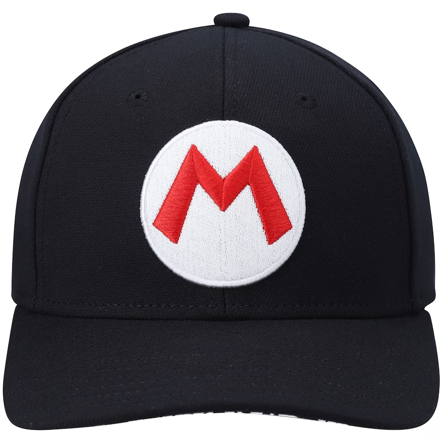 Bioworld Gorra Snapback Negra Super Mario Bros Mario, Logo 'M' Bordado, Unisex, Nintendo Oficial