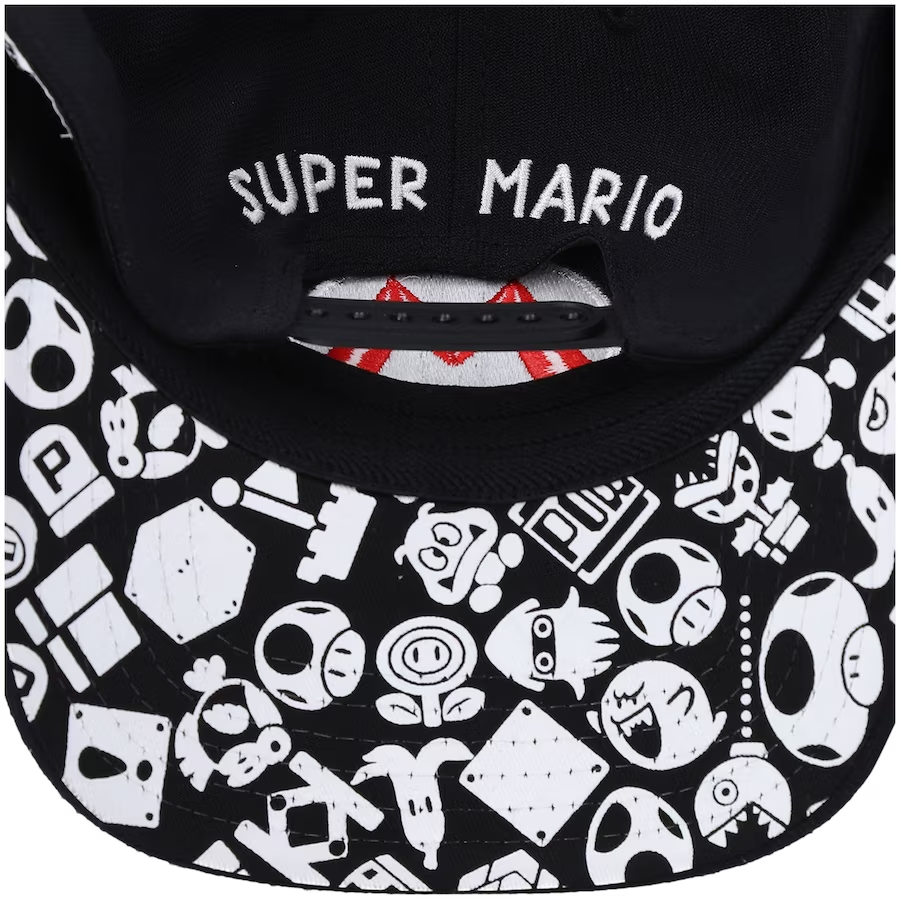 Bioworld Gorra Snapback Negra Super Mario Bros Mario, Logo 'M' Bordado, Unisex, Nintendo Oficial